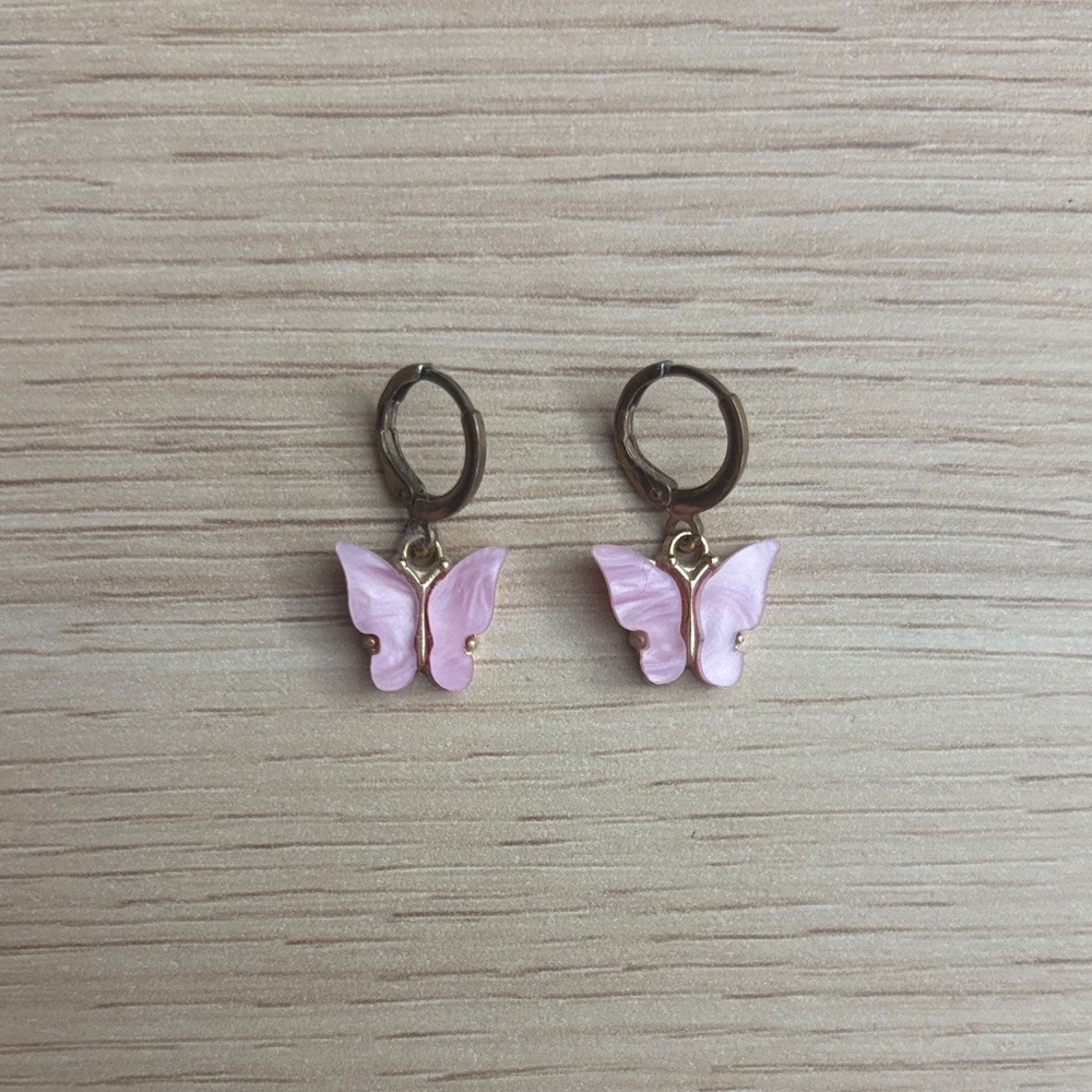Pink Butterfly Earrings